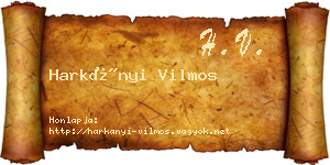 Harkányi Vilmos névjegykártya